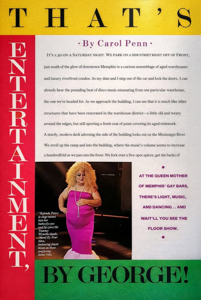Memphis Magazine clipping: That's Entertainment, By George! about George's